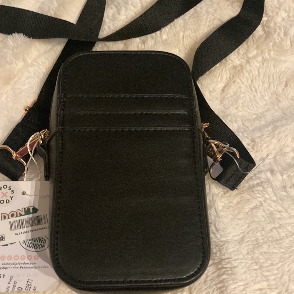 SKINNYDIP LONDON Heart Stud Danni Phone Bag. Black with gold hearts. NWT - Picture 3 of 4